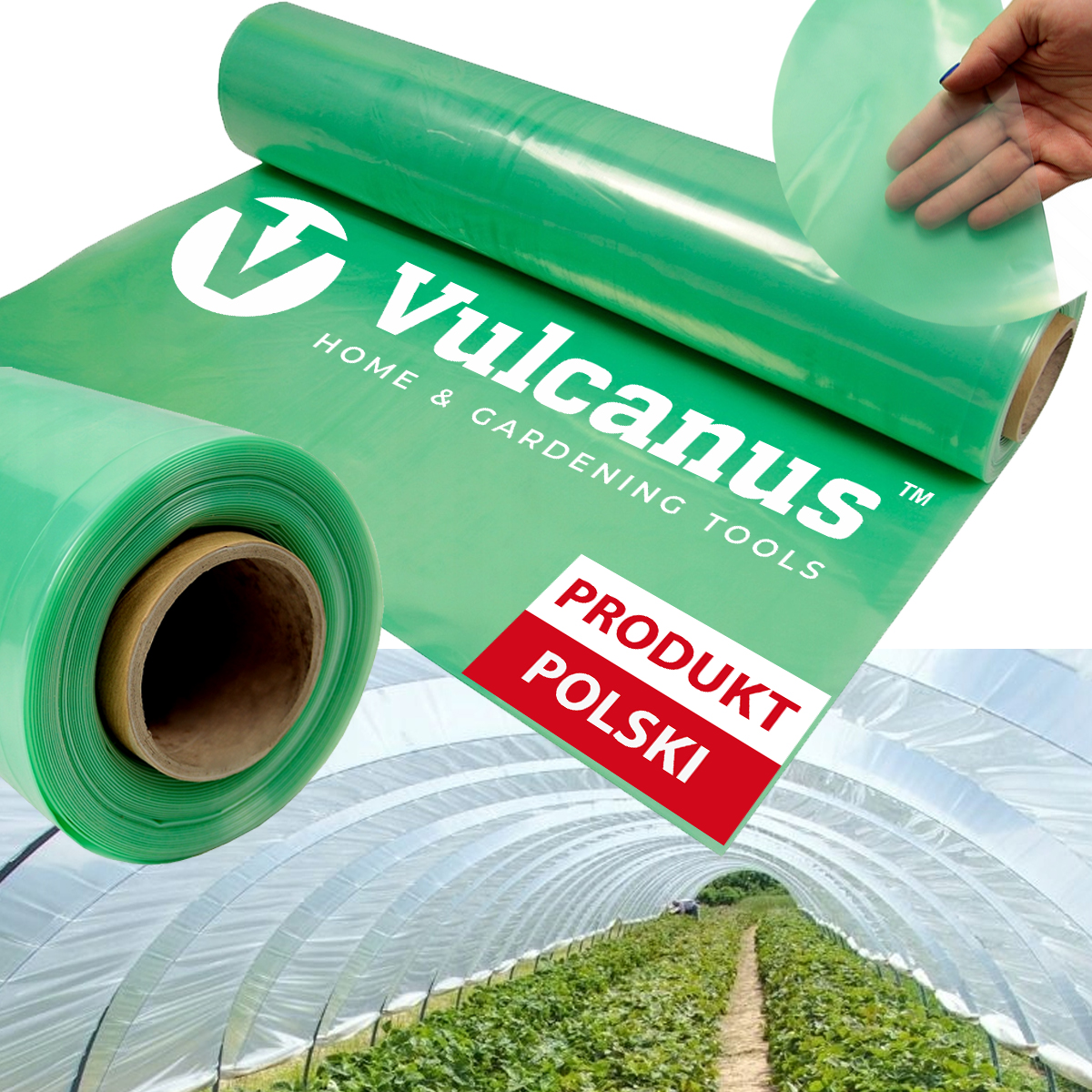 FOLIA OGRODNICZA TUNELOWA NA TUNEL OGRODOWY WARZYWA 6x33m zielona 4 sezony