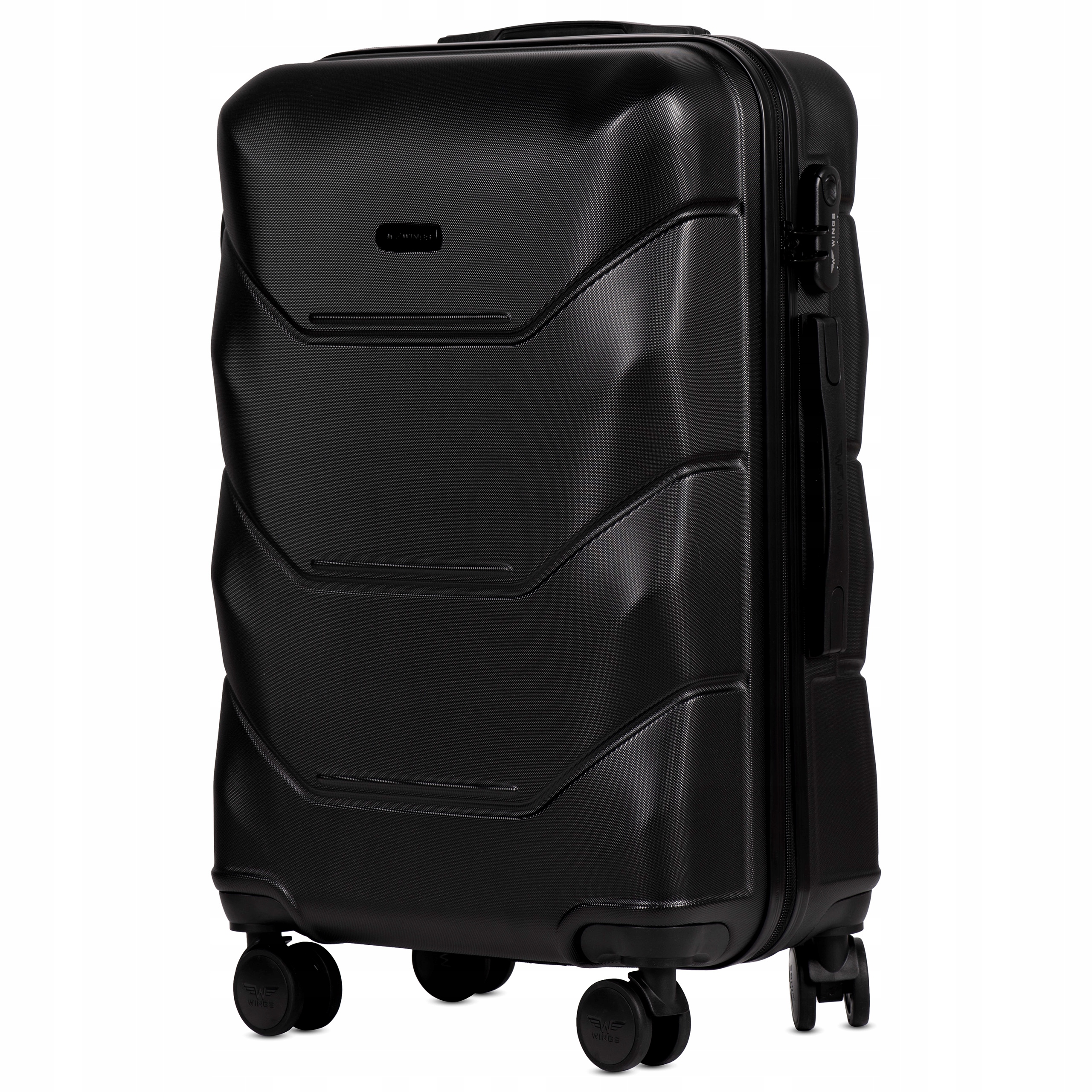 Pojemna Walizka Średnia M 63L 24" Solidna 4 Koła Wings 148 Czarny