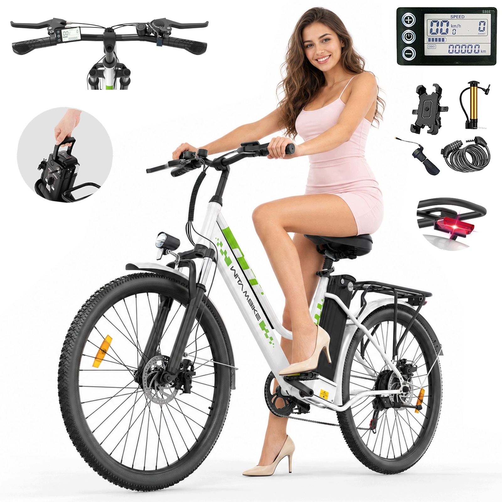 Městská kola Elektrické pánské/dámské 250W 20Ah 120KM 26" Shimano-7S