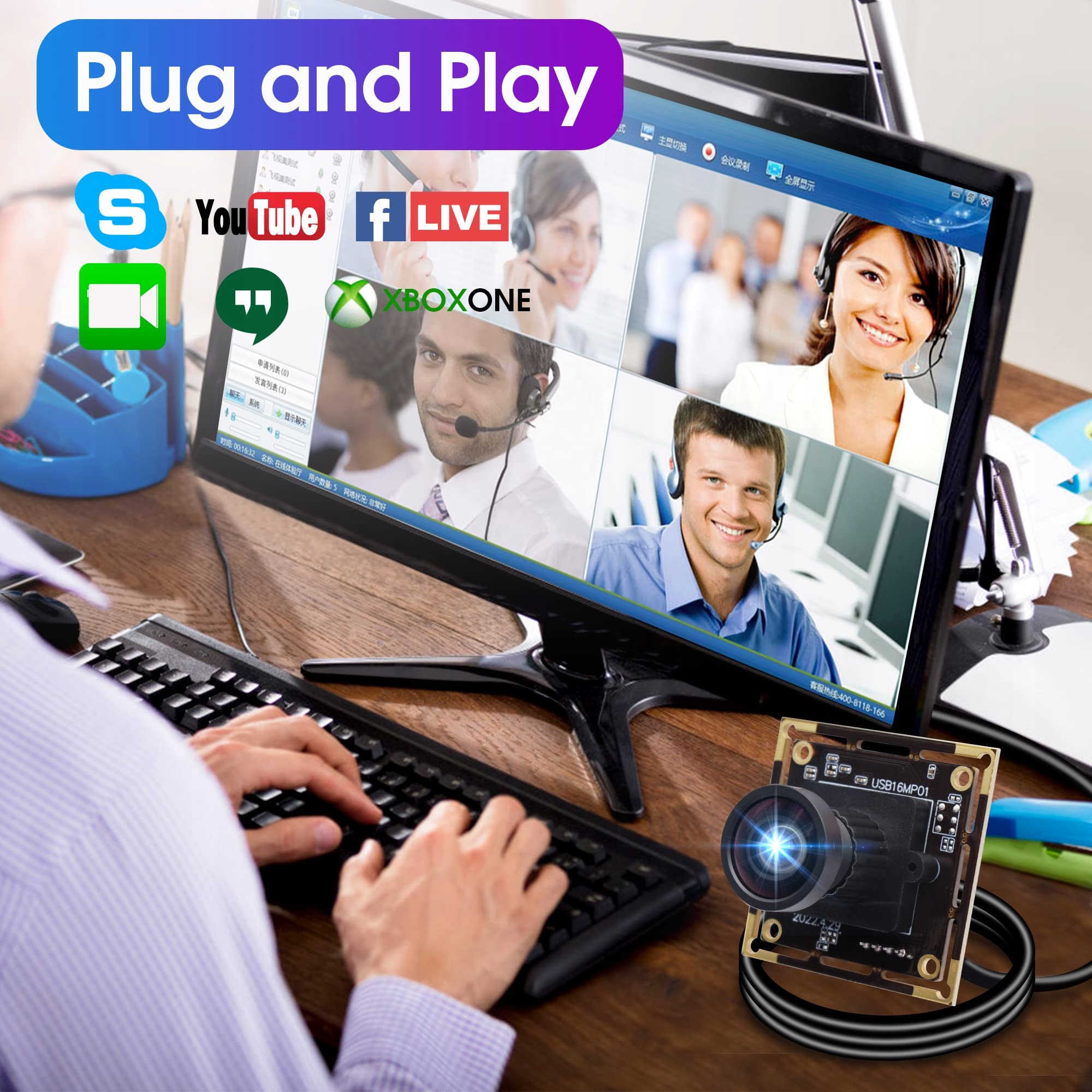 ELP Kamera USB 16MP Ultra HD Szerokokątna 110° Bez Zniekształceń — miniatura 7