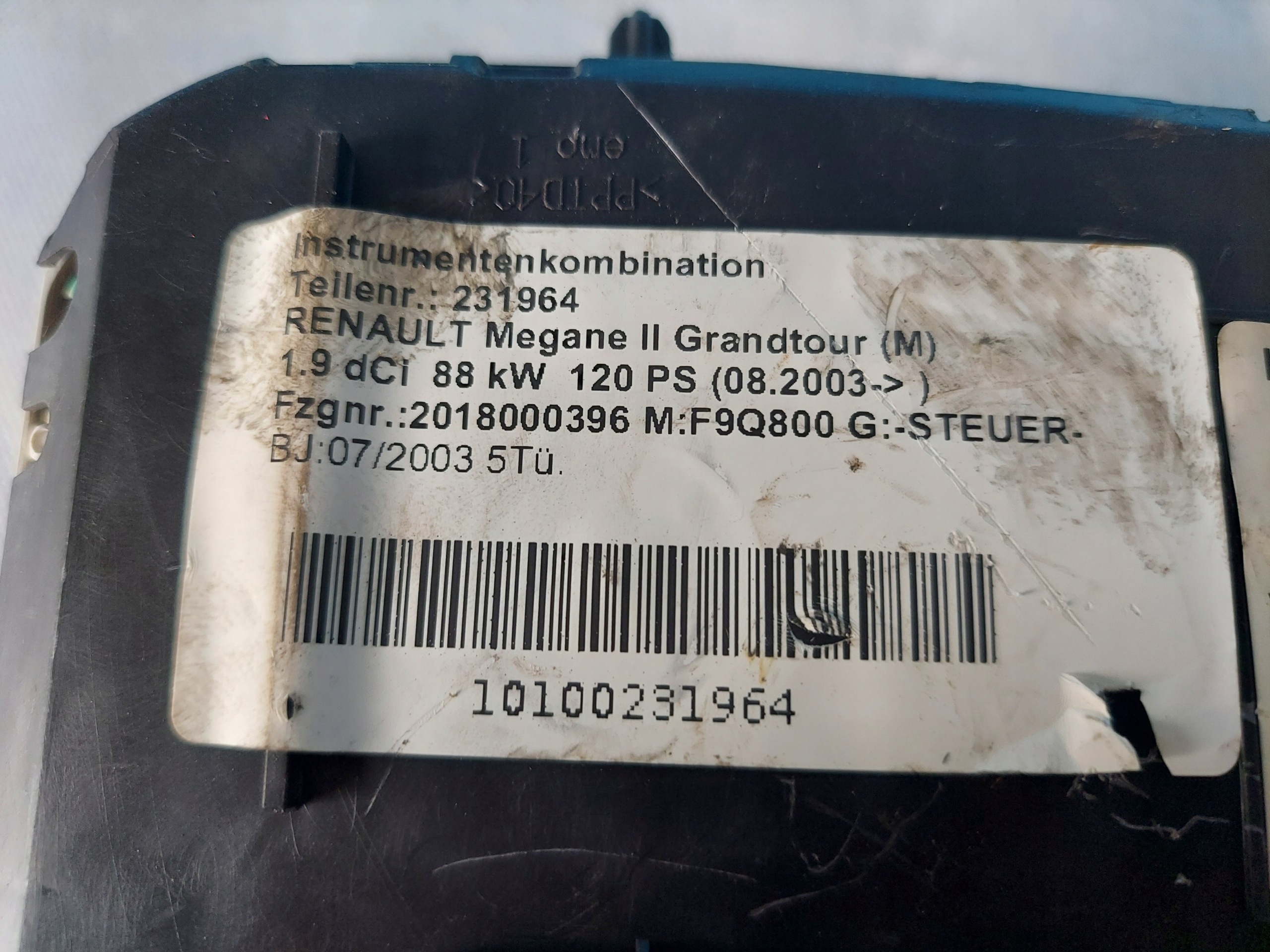 dials clock MEGANE II 1.9 DCI 8200306552