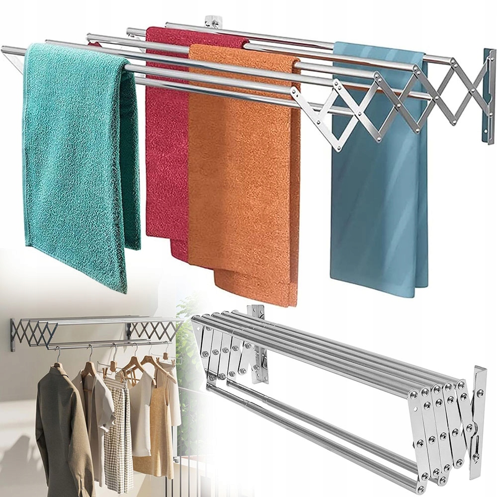 Levně Hliníkový Stojan Na Sušení Prádla Se 7 Tyčemi Pro Koupelnu, Balkonovou Prádelnu