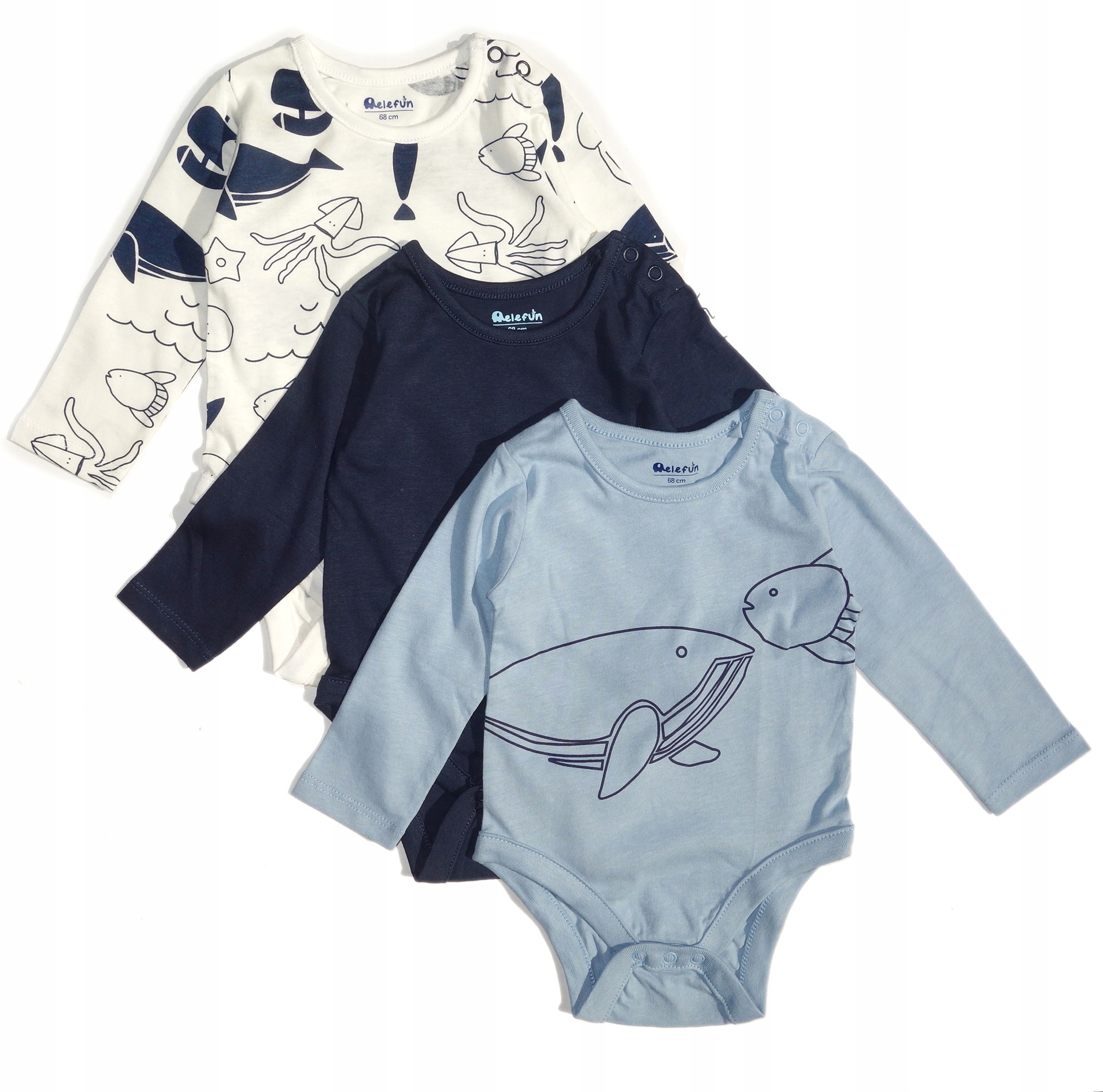 

Body chłopięce 3 Pack Długi Rękaw Ocean Ryby 68
