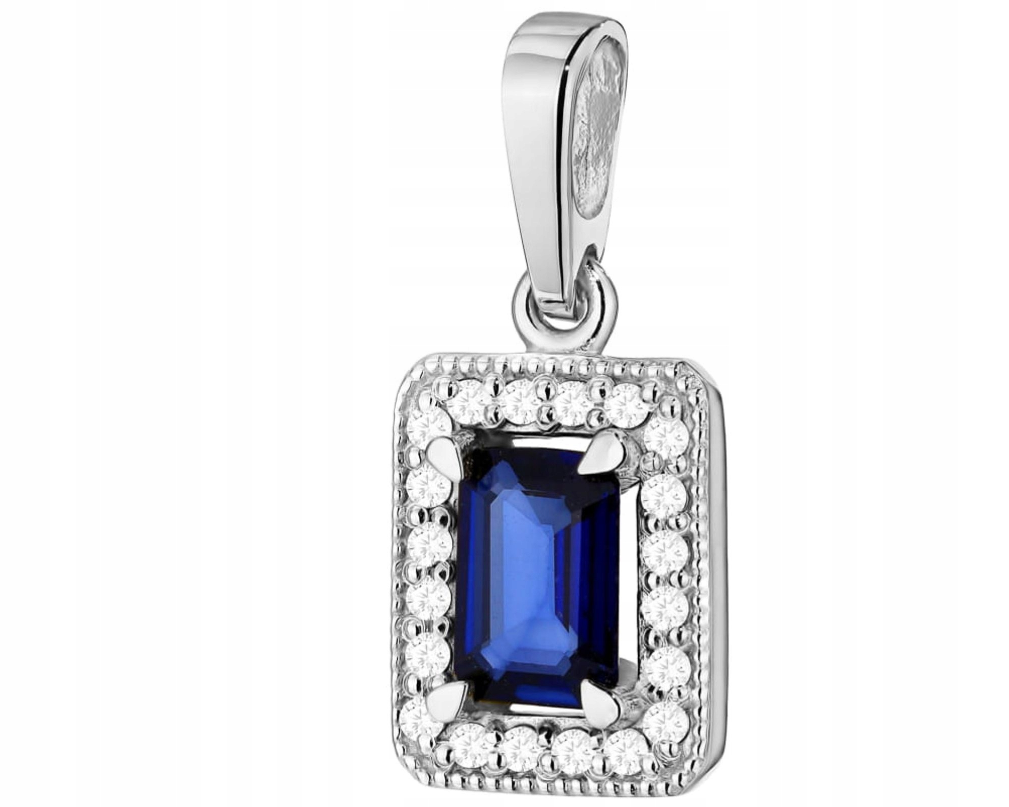 Bílé Zlato Přívěsek Přírodní Kámen Safír Diamanty 585 Dárek