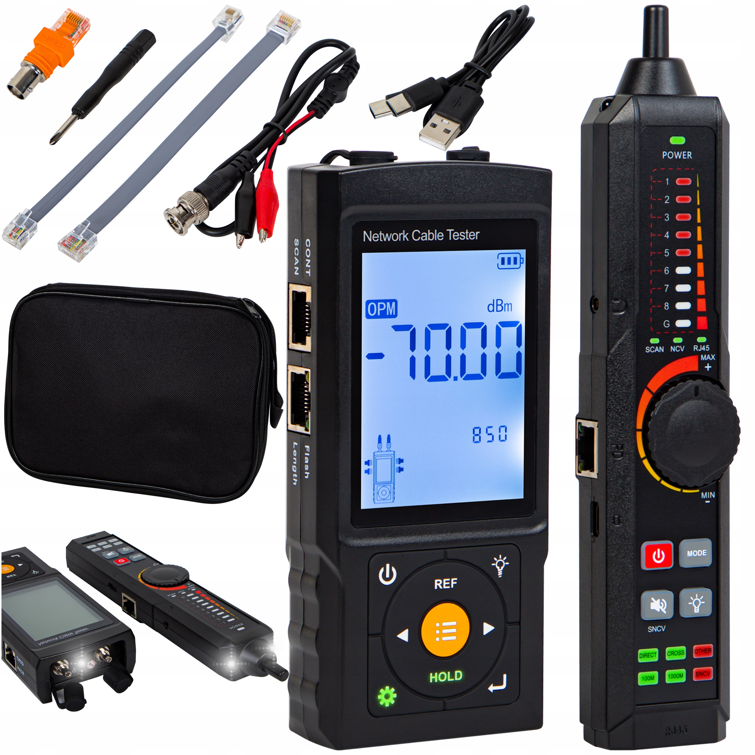 Vyhledávač Párů Kabelů Tester Měřič LCD Sítě Lan RJ45 Poe Optický Výkon