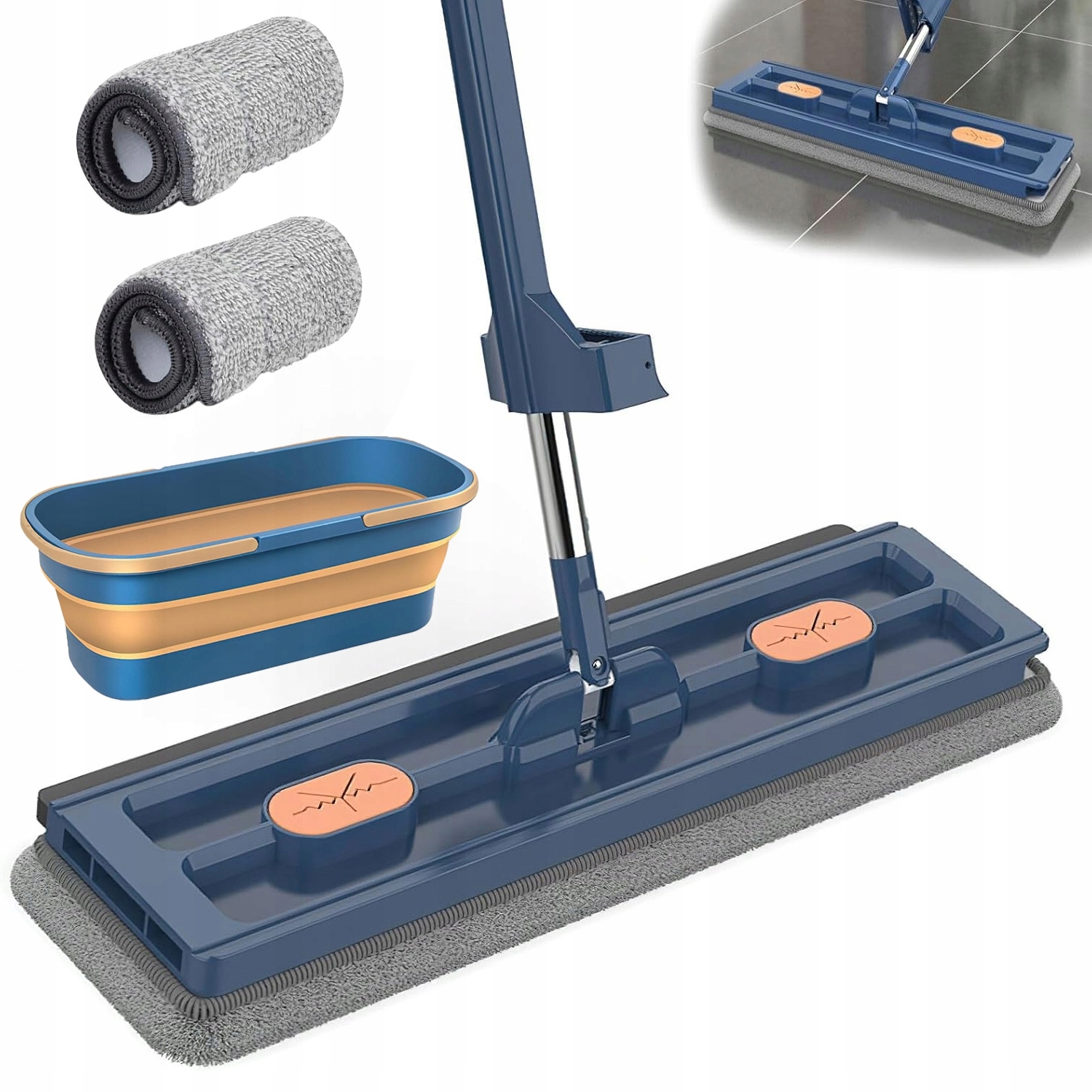 Mop se ždímačem Plochý Otočný 360° 137 cm mikrovlákno