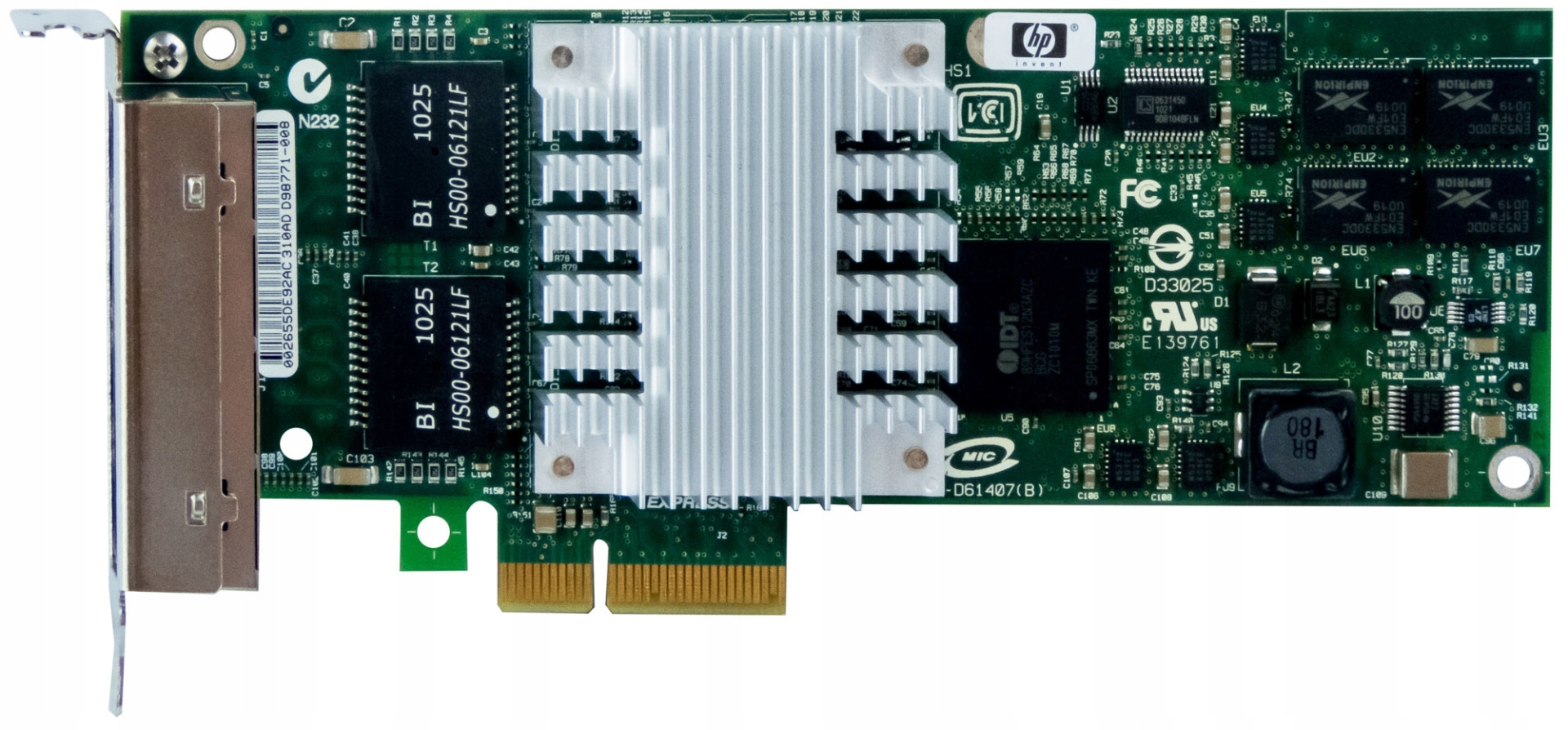 Hp 436431-001 NC364T HSTNS-BN26 Quad Port Gigabit PCIe x4 Lp