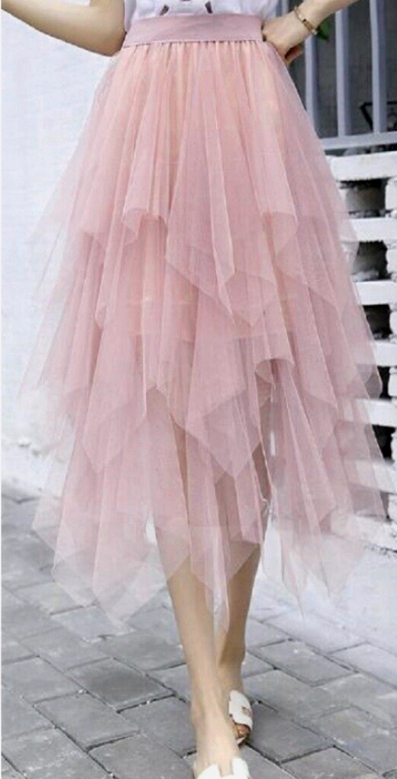 TIULOWA SPÓDNICA falbany SZYFON maxi CZARNY Kolor czarny