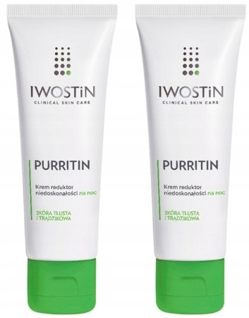 2X Iwostin Purritin Krem Reduktor Nocny 40ML Cera Tłusta I Trądzikowa
