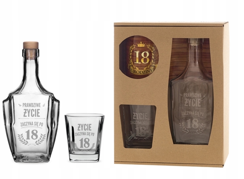 

Szklanka Whisky Karafka na 18 Urodziny