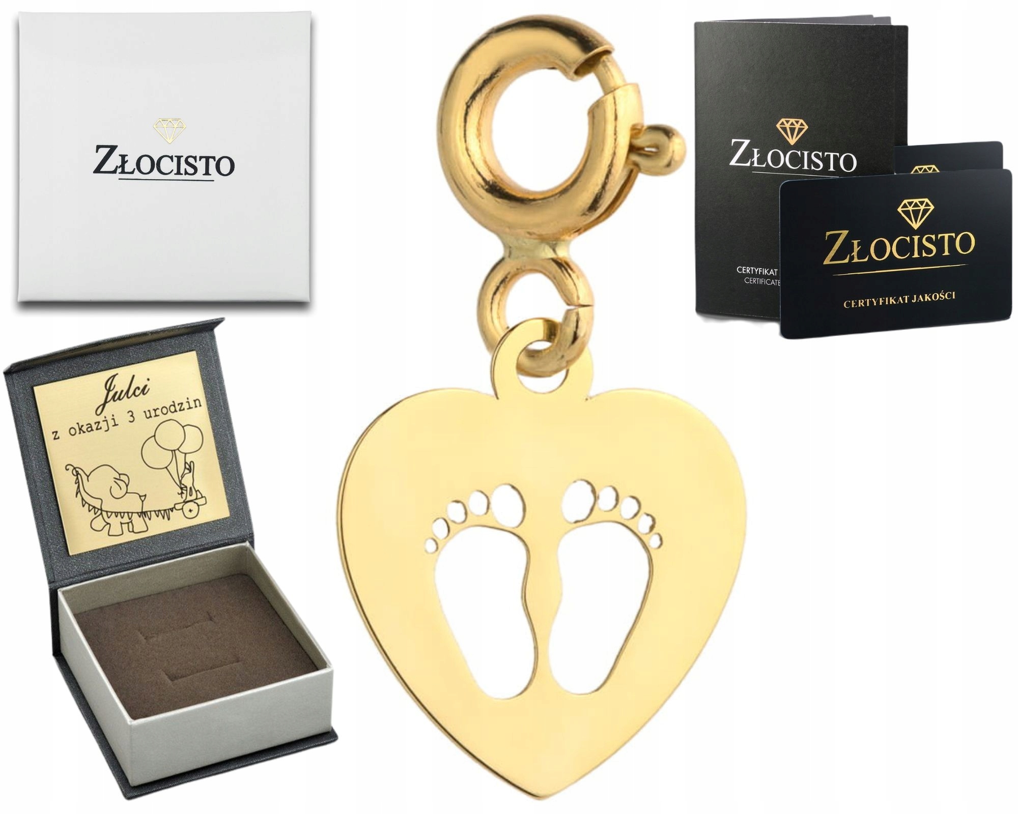 Zlatý Přívěsek Nohy Gravírování