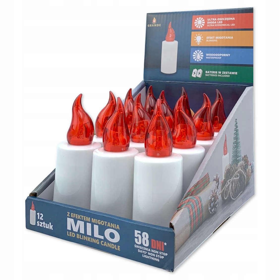 

Wkłady do zniczy Led Grande Milo 12 sztuk czerwone