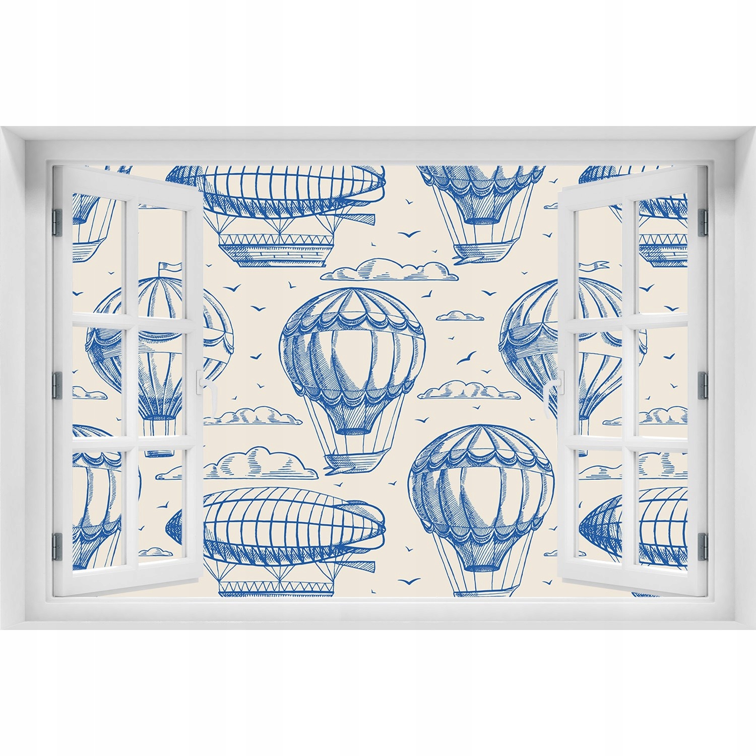 

3D Okno Naklejka ścienna Balony i sterowce 150x100