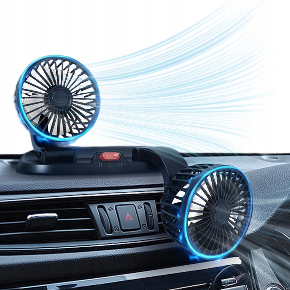 WIATRAK PODWÓJNY SAMOCHODOWY 360° WENTYLATOR USB Producent inny