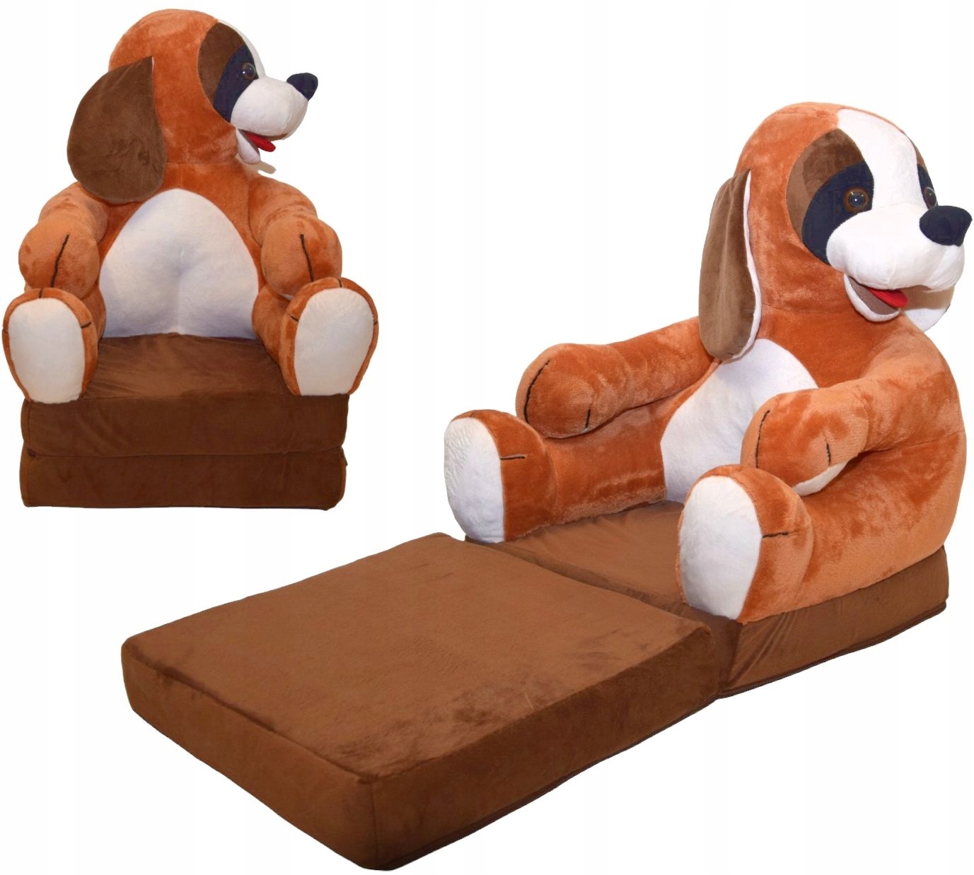 FOTEL FOTELIK PLUSZOWY ROZKŁADANY PUFA MASKOTKA !!