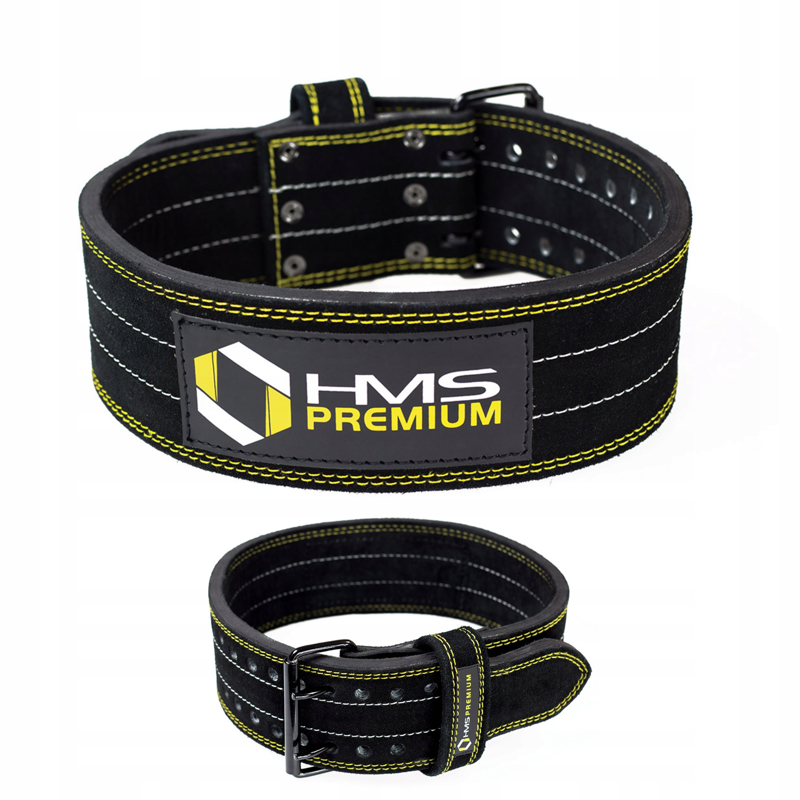 Silný Kulturistický Pás L Hms Premium Kůže 12 mm Zvedání závaží Ocel