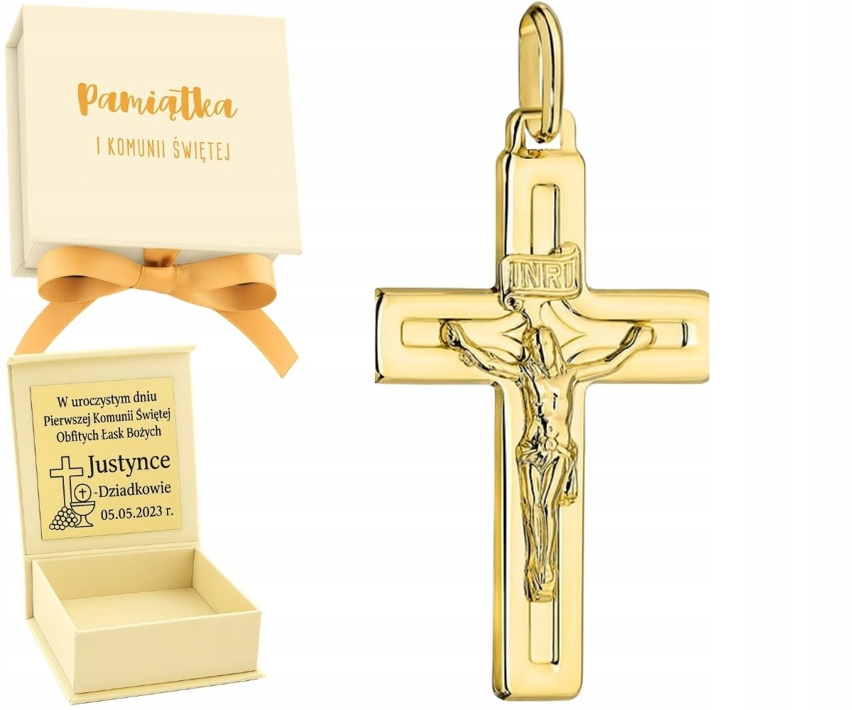Zlatý křížek Přívěsek s ukřižovaným Ježíškem Gravírování Dárek