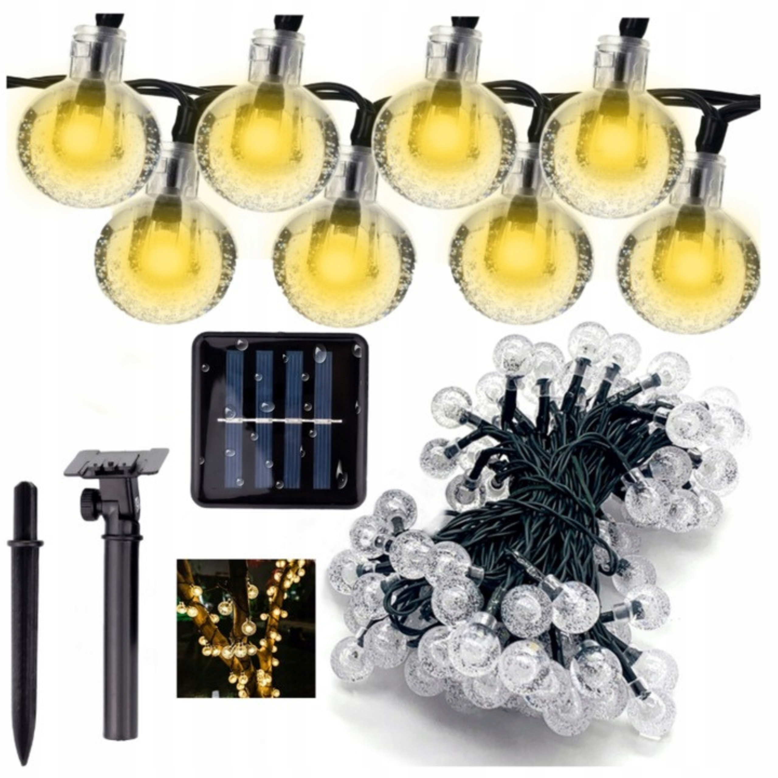 Solární Světelná Girlanda 200 Led 22 m Solární lampy Venkovní girlanda