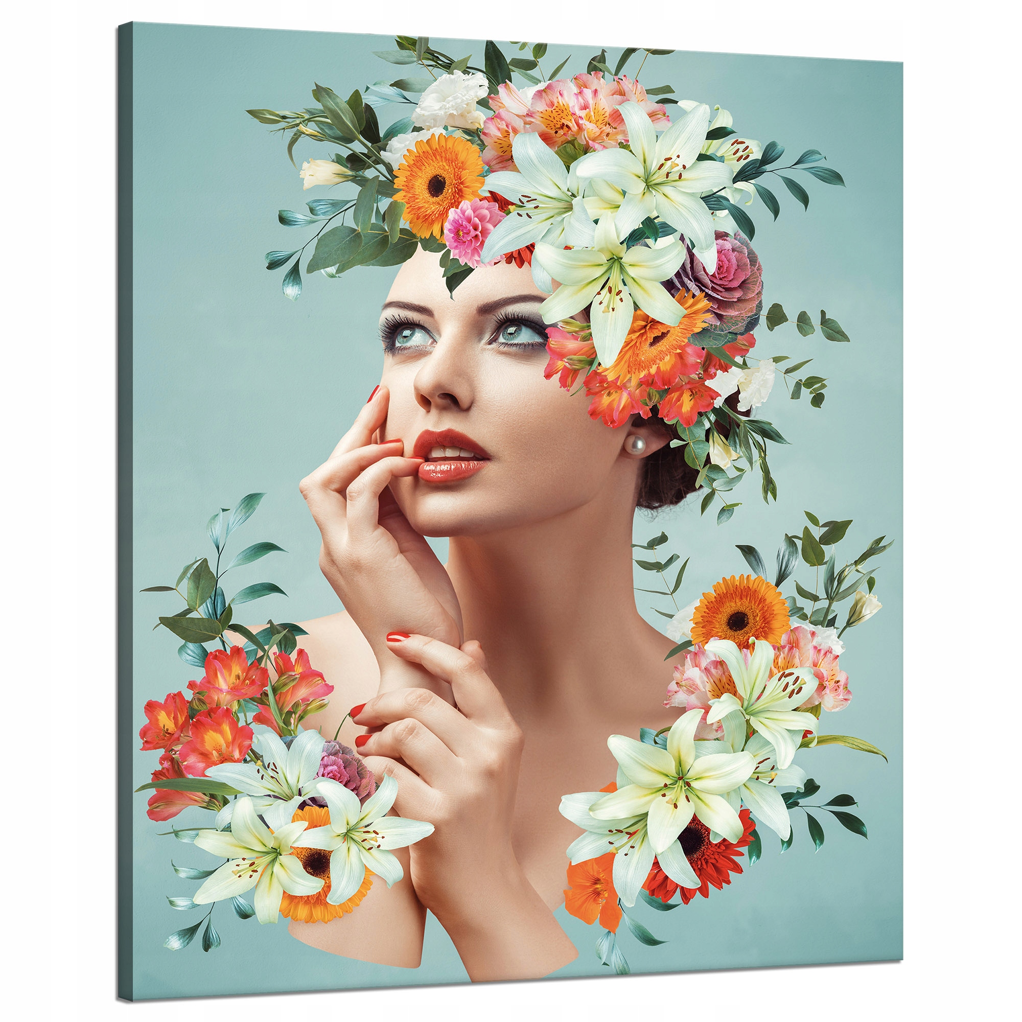 Obraz na plátně Krásná žena Květiny Portrét 80x100 cm Ideální jako dárek