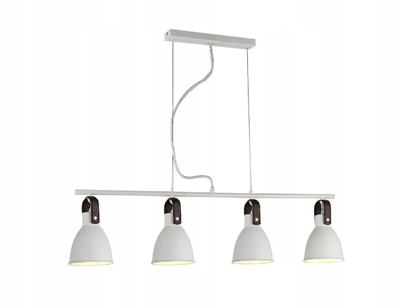 Lampa wisząca biała z elementami z eko skóry w stylu loft 4*E14 Azzardo