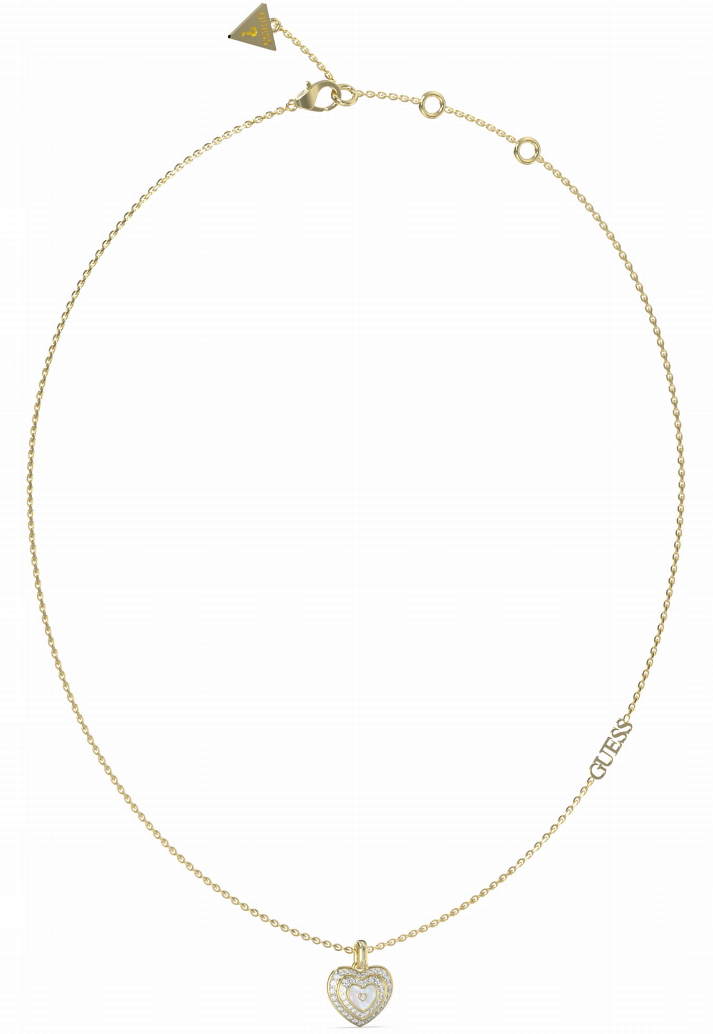 Dámský náhrdelník Guess Amami Srdce Ocel pozlacený Zirkony Logo Nastavitelné