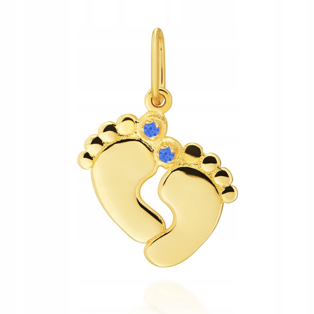 Zlatý přívěsek na nohy s modrou zirkonií 585 14k 0.9g