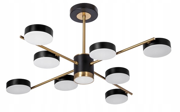 Velká moderní elegantní černozlatá Led lampa do ložnice nad postel