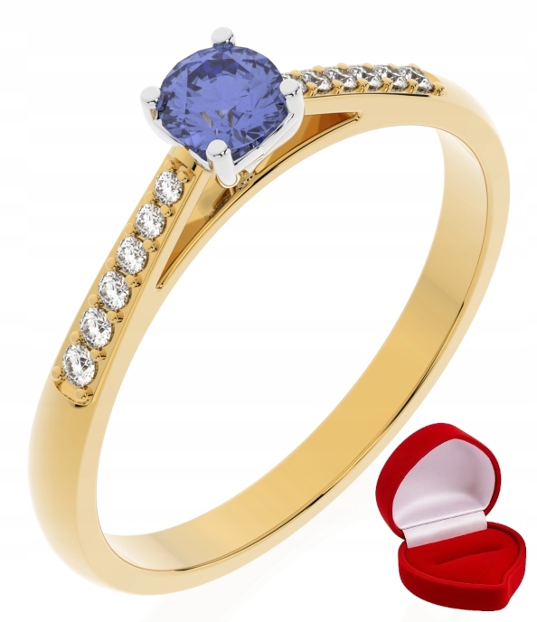 Zlatý Prstýnek 585 14k Tanzanit 0,19 ct Krabička R20