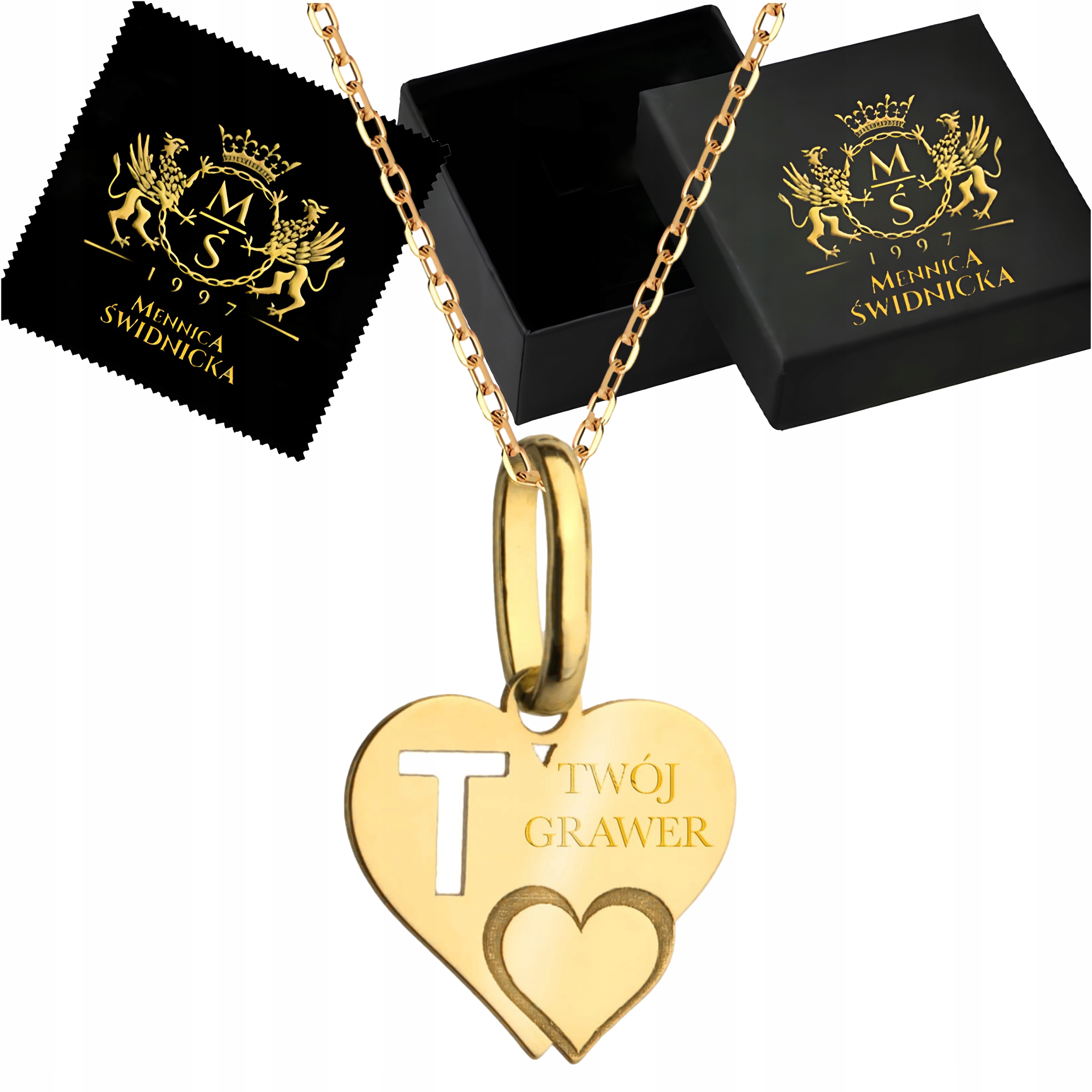 Zlatý Řetízek Ankr Zlatý přívěsek Srdce Písmeno T Zlato 585 Náhrdelník