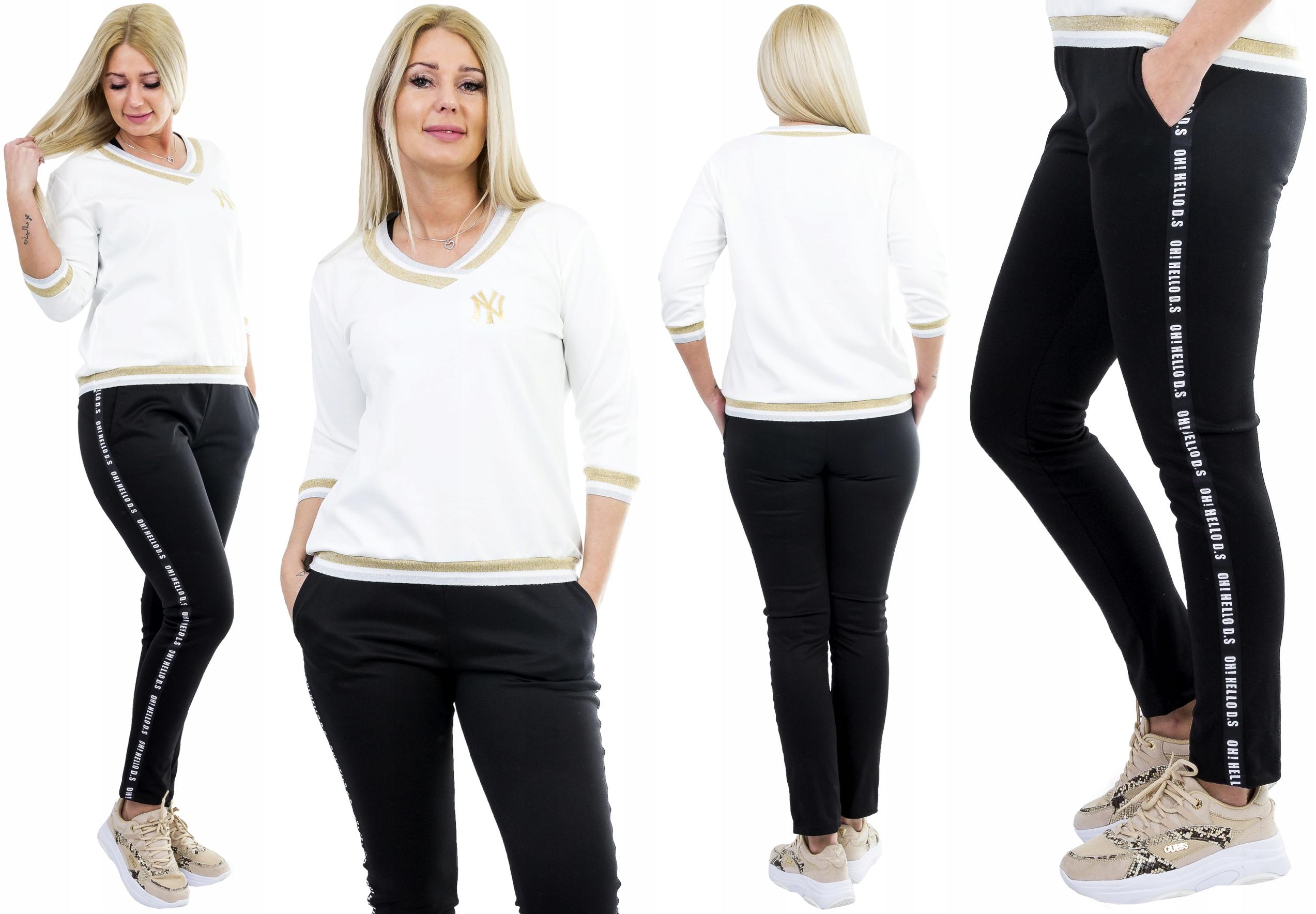 Z347 DRES V-NECK z LAMPASEM BIAŁO-CZARNY r. 38 Rodzaj bez kaptura wkładane przez głowę