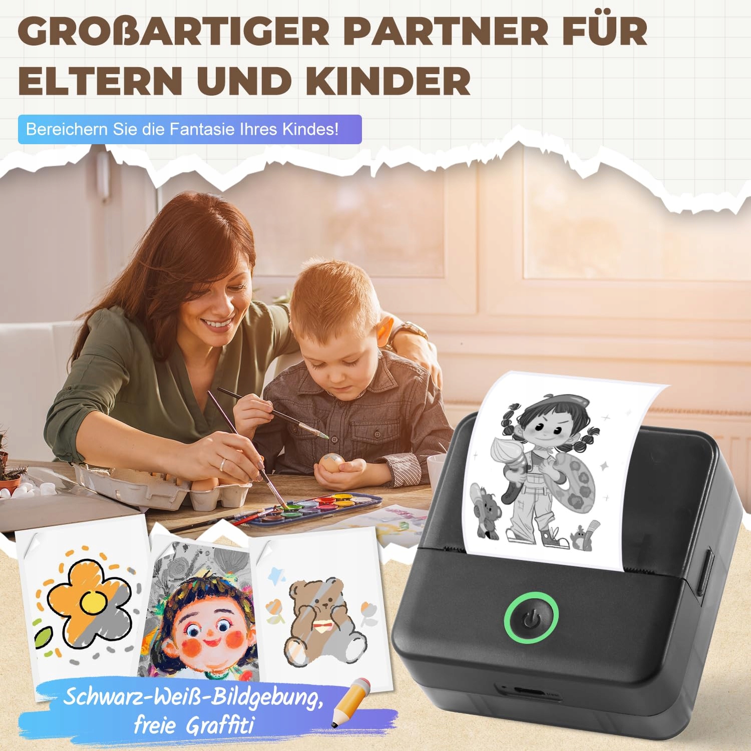 PRAOAHEI Mini Drukarka Termiczna Bluetooth Do Zdjęć i Notatek iOS Android — miniatura 3