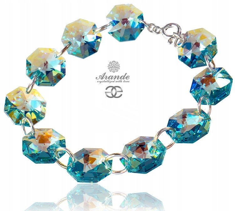 Křišťálový náramek Green Blue Stříbro Arande