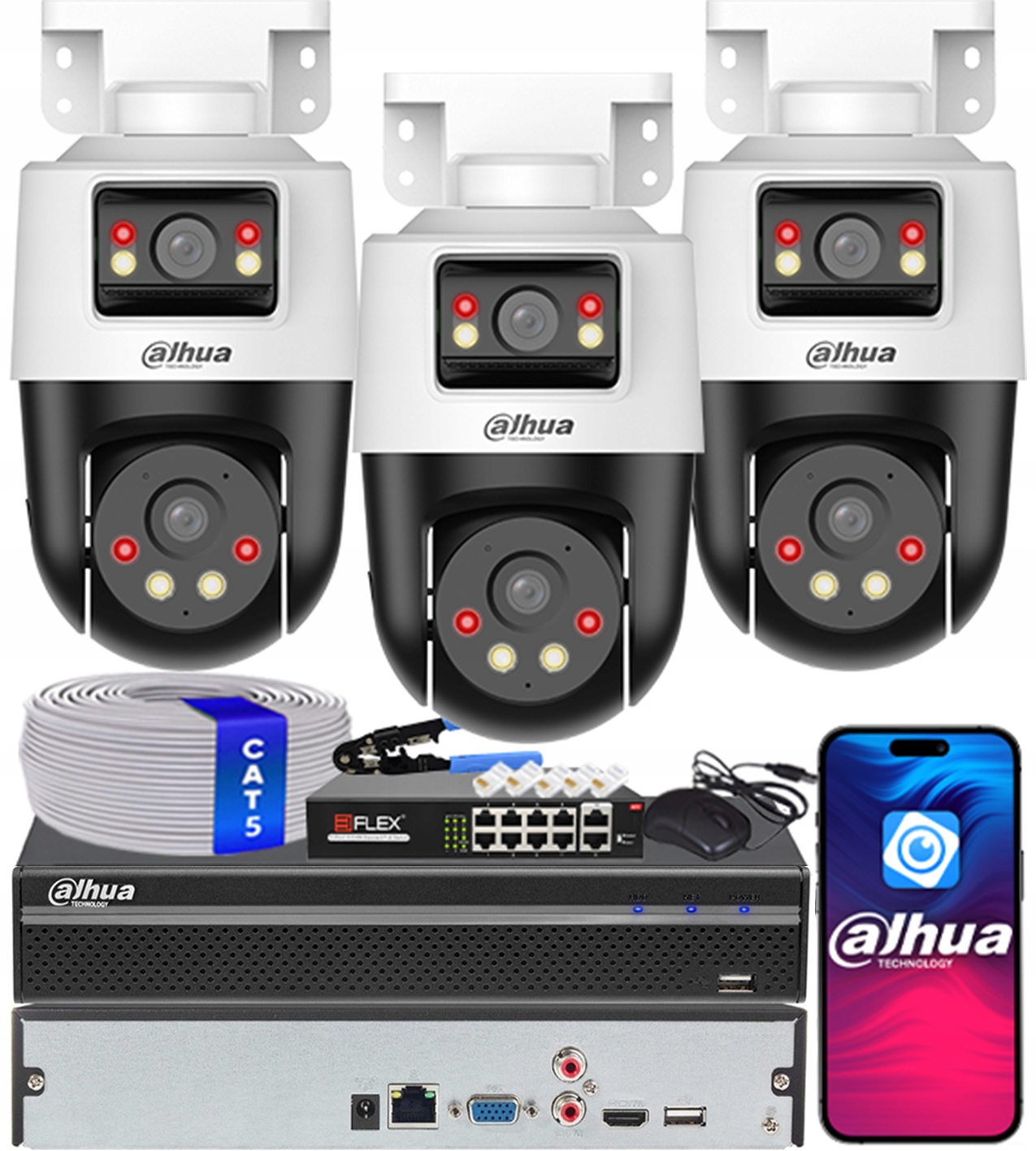 Sada na monitorovanie 3x IPC-PTS1439B-E2-S-PV Dahua 4Mpx 4Mpx Dual Light