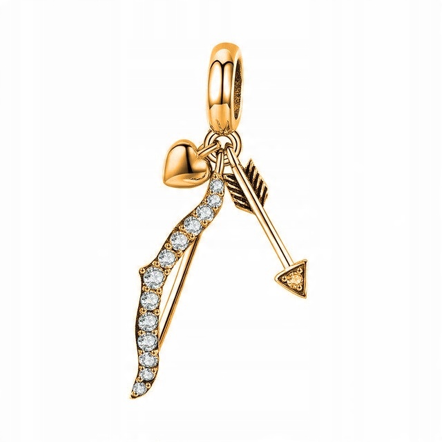 

Charms złoty Łuk Amora Love serce srebro 925