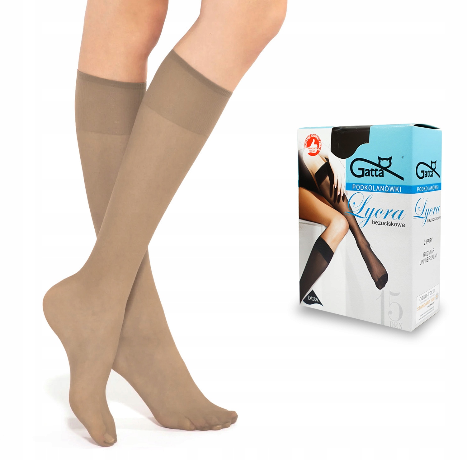 

Podkolanówki 2 Pary Gatta Lycra 15DEN natural