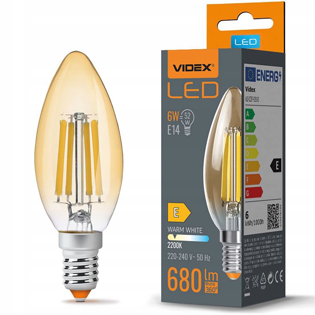 

Żarówka Led E14 C35 6W 52W 2200K Amber Filament