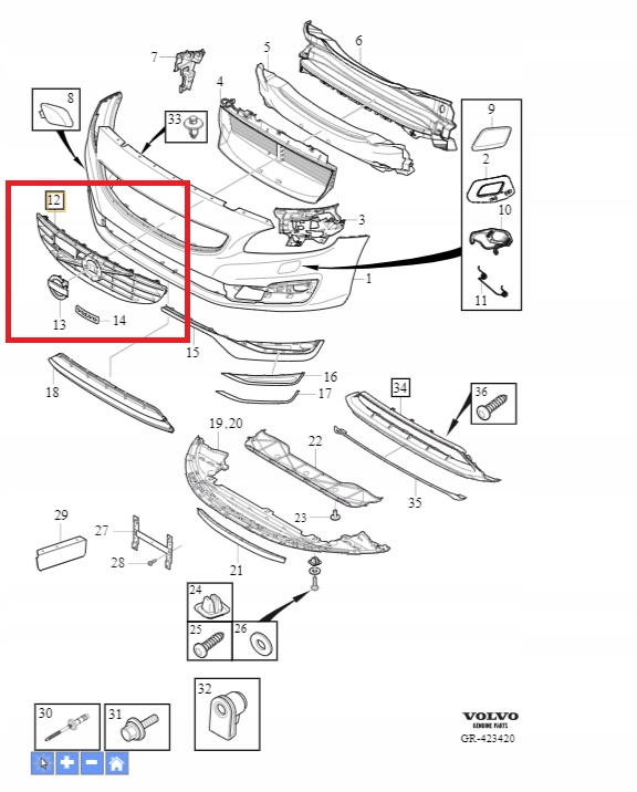Atrapa Volvo S60,V60 (14-18) OE 31383470