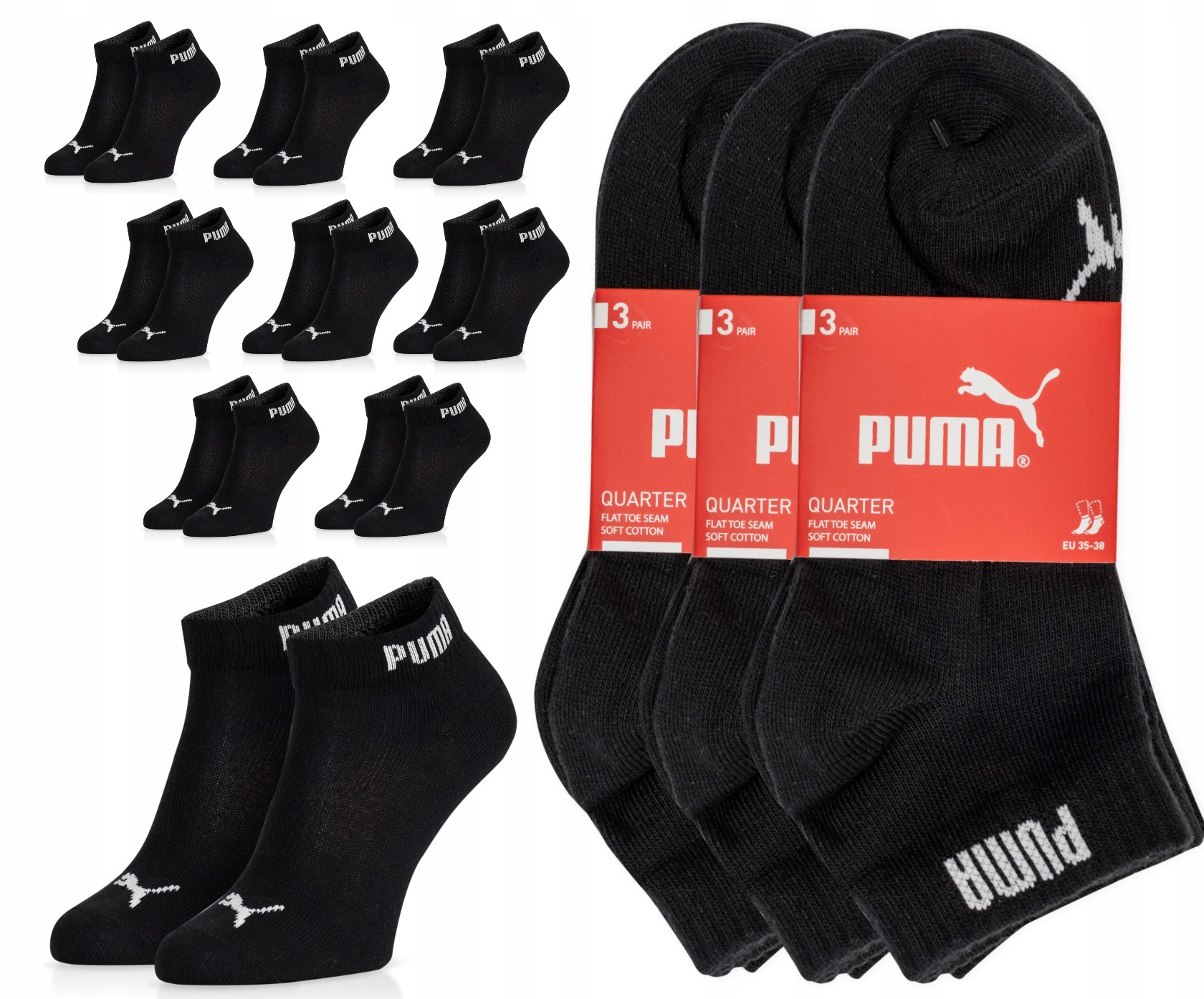 

Puma skarpety quarter zakostki 9 par 43/46 czarne