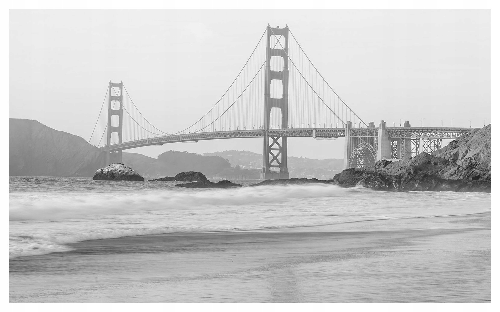 Fototapeta Zlatá brána most oceán mlha minimalismus loft 300x210 lepidlo