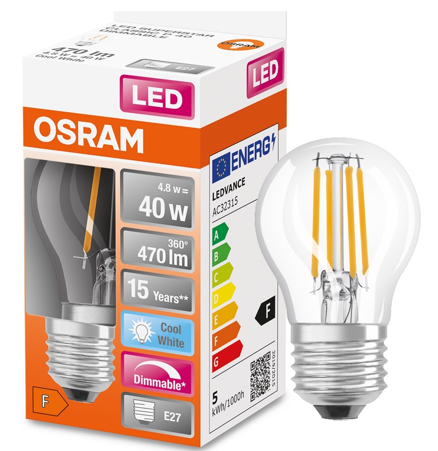 

Osram żarówka Led kulka 4.8W 40W E27 4000K DIM