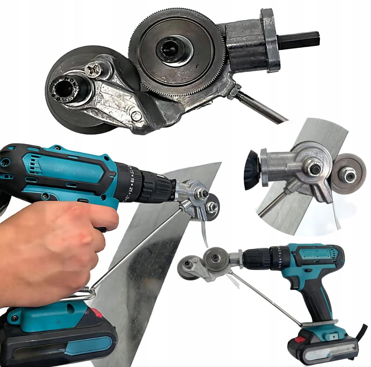 ADAPTER DO CIĘCIA METALU BLACHY NA WIERTARKĘ PRZYSTAWKA NOŻYCE DO BLACH