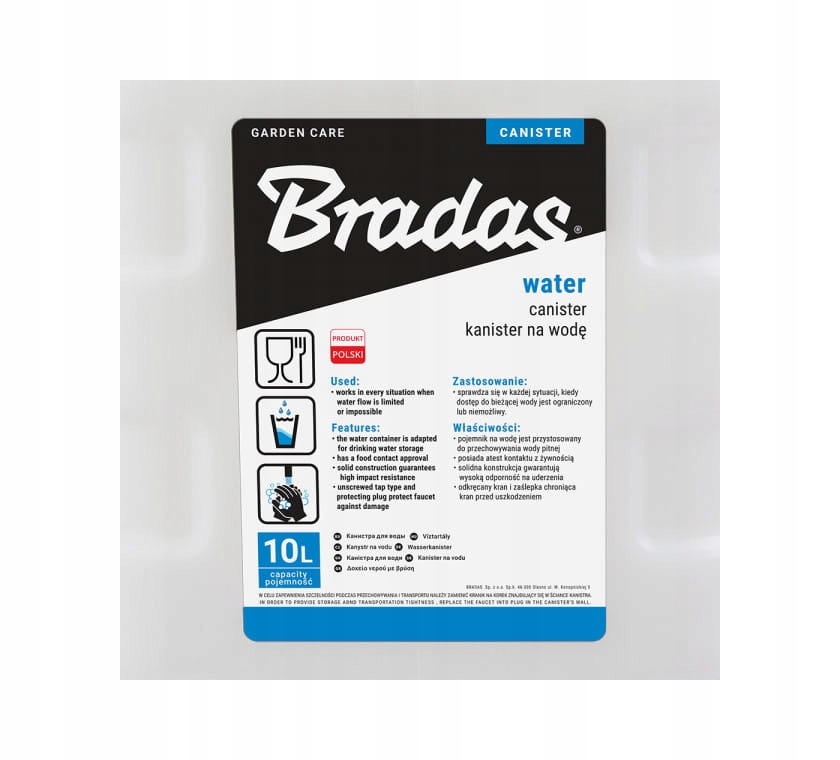 Bradas kanister na wodę 10l z kranem Marka Bradas