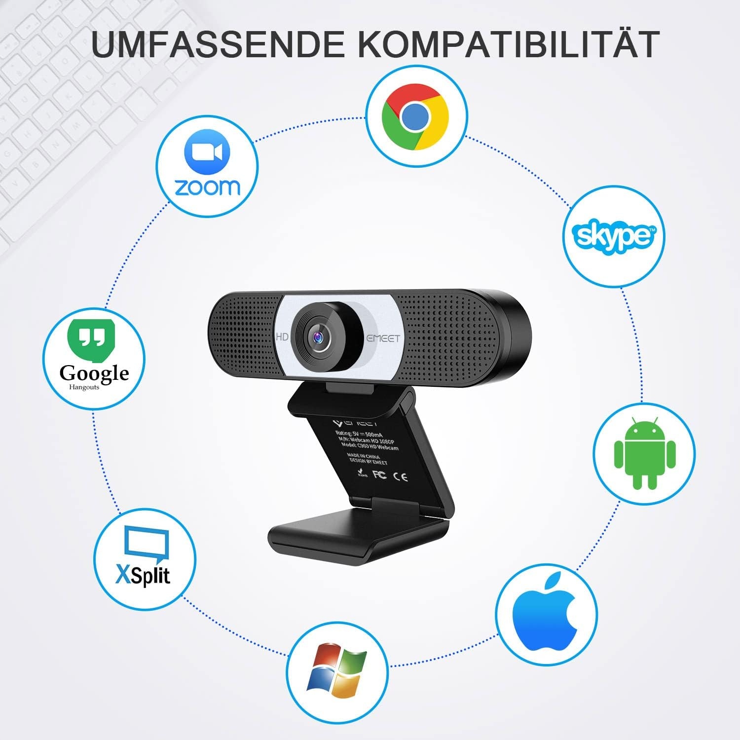 EMEET Kamera Full HD 1080P Z Osłoną Obiektywu i Podwójnym Mikrofonem — miniatura 5