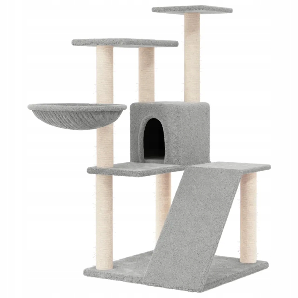 Levně vidaXL Škrabadlo pro kočky se sisalovými sloupky, světle šedé, 94 cm