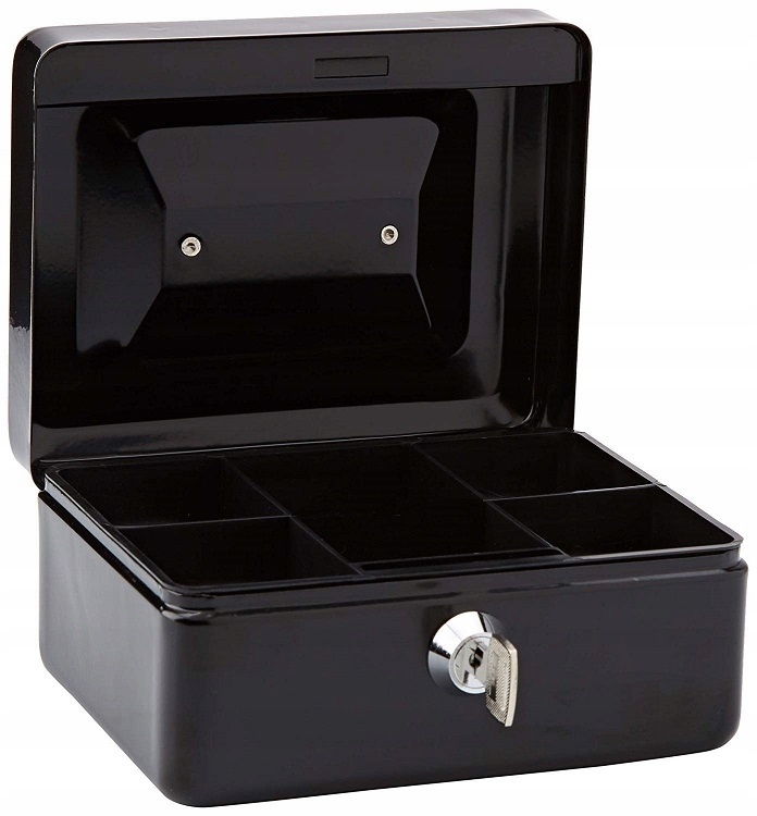 KASETKA NA PIENIĄDZE KOSZTOWNOŚCI METALOWA CASH BOX 20x16x9 cm