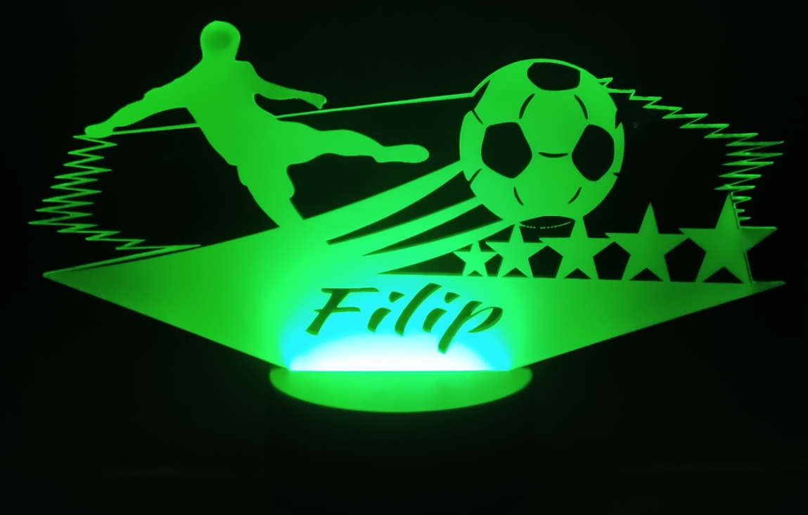 LAMPKA 3D LED Z PILOTEM PIŁKARZ Z IMIENIEM PREZENT Marka MS