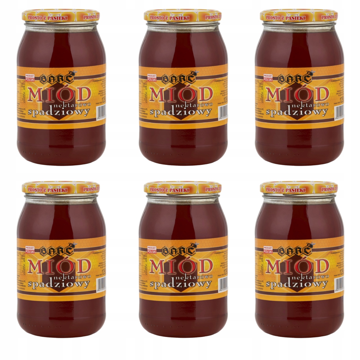 Levně Sada 6 x Med nektarovo-spadový 1250 g – přírodní polský med