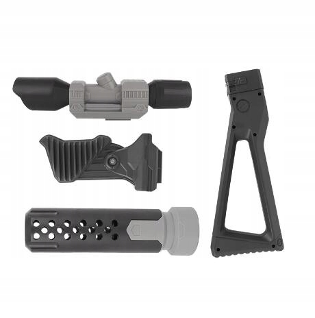 4 DODATKI DO NERF Elite KOLBA CELOWNIK TŁUMIK do Commander Echo Phoenix