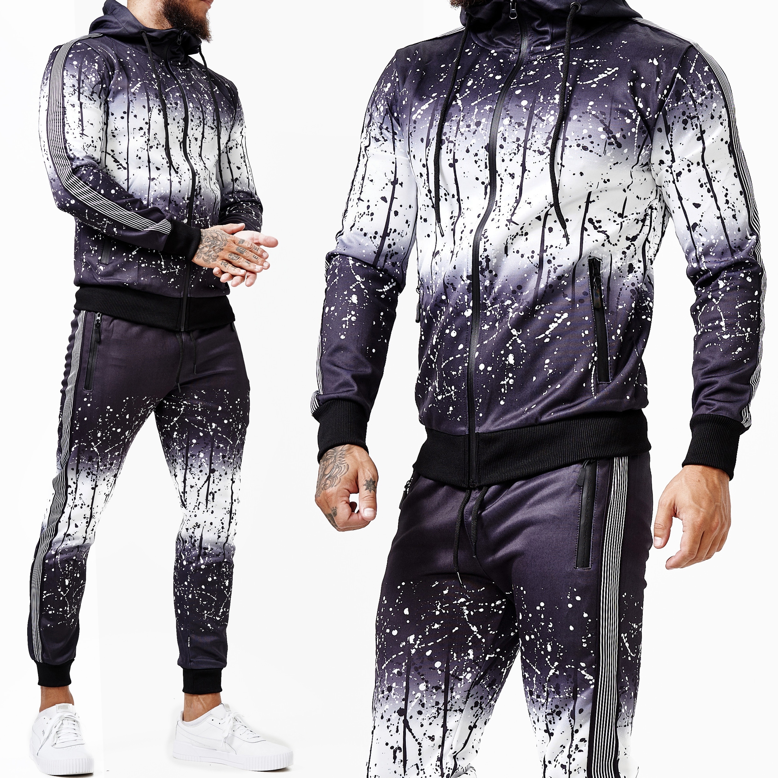 Tepláková Souprava Stínované kalhoty Mikina Se Stojáčkem