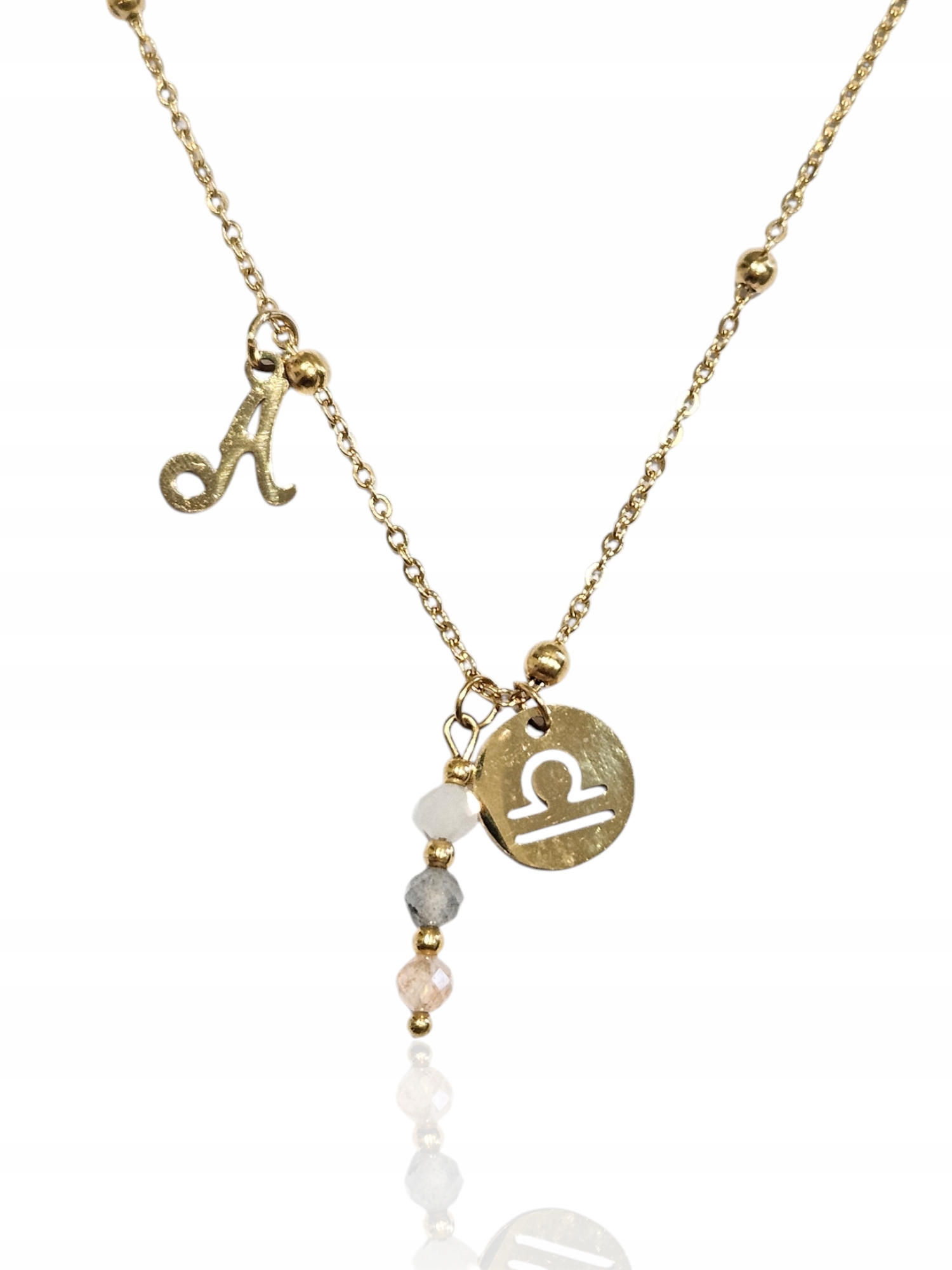 Naszyjnik Zodiakalny Waga Znak Zodiaku Kamienie Litera